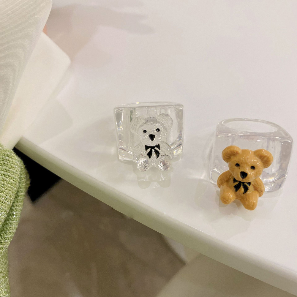 Nhẫn Đeo Tay Kim Loại Tạo Hình Gấu Dễ Thương Cho Nữ