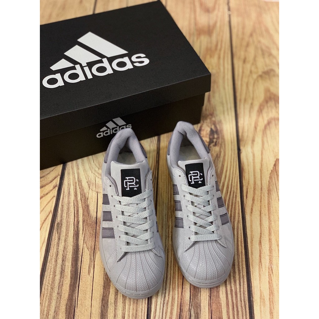Giày Super Star Reigning Champ nam nữ da lộn cao cấp bền ôm thoáng (Xám)