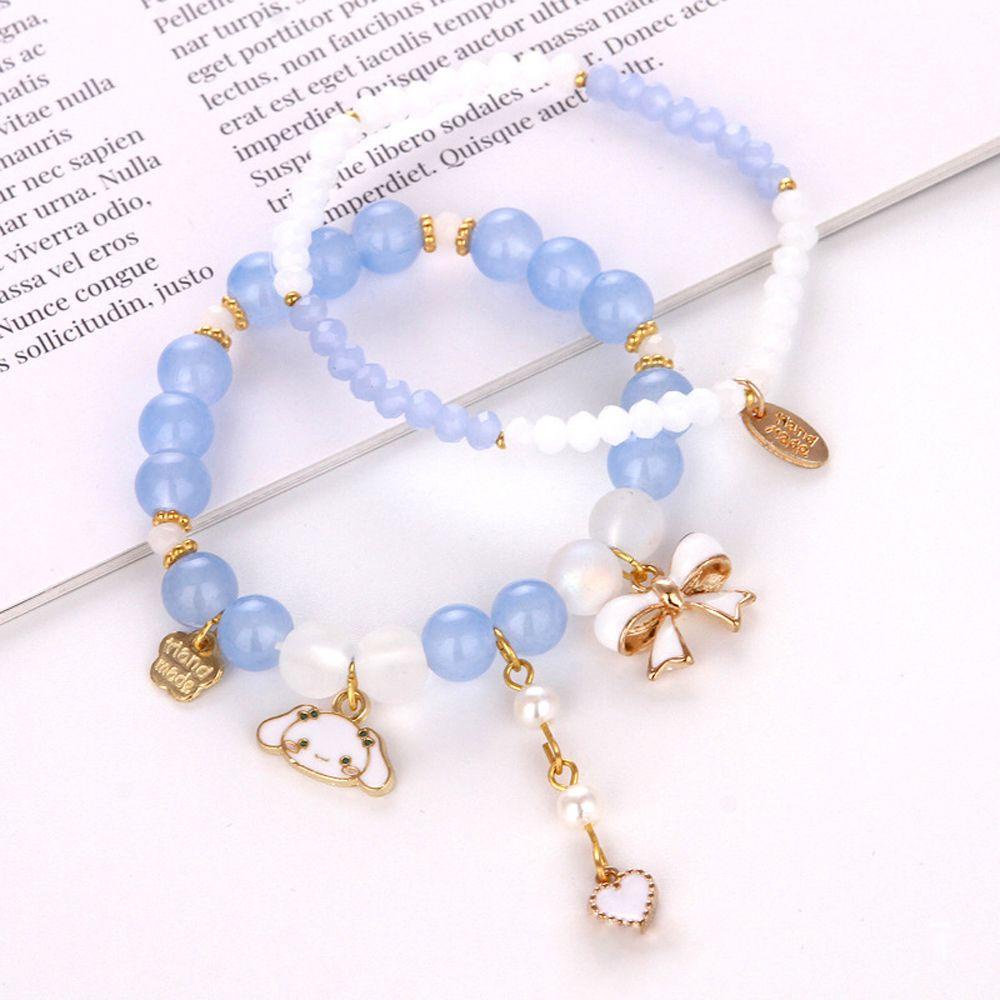 LILYES Vòng Tay Hạt Ngọc Trai Hai Lớp Họa Tiết Hoạt Hình Kuromi Cinnamoroll