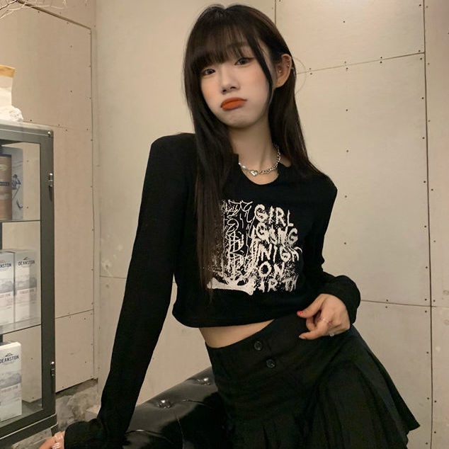 Áo Thun Nữ Tay Dài Dáng Ôm In Họa Tiết Phong Cách Đường Phố Thời Trang Cho Nữ áo phông nữ JL-TX-89