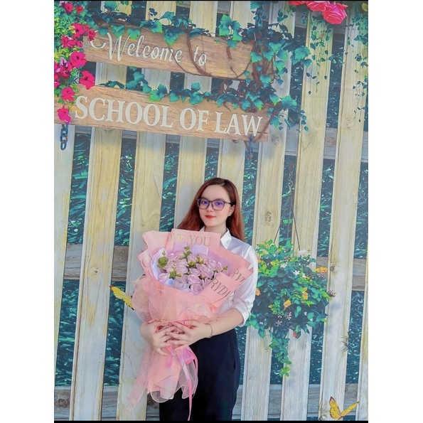 Hoa sáp 20 bông kèm lá táo . Hoa bó tặng sinh nhật , hoa hót mùa lễ