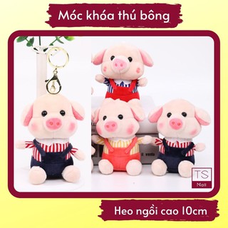 Móc khóa thú bông Heo ngồi cao 10 cm làm móc chìa khóa, balo, túi xách (giao ngẫu nhiên)