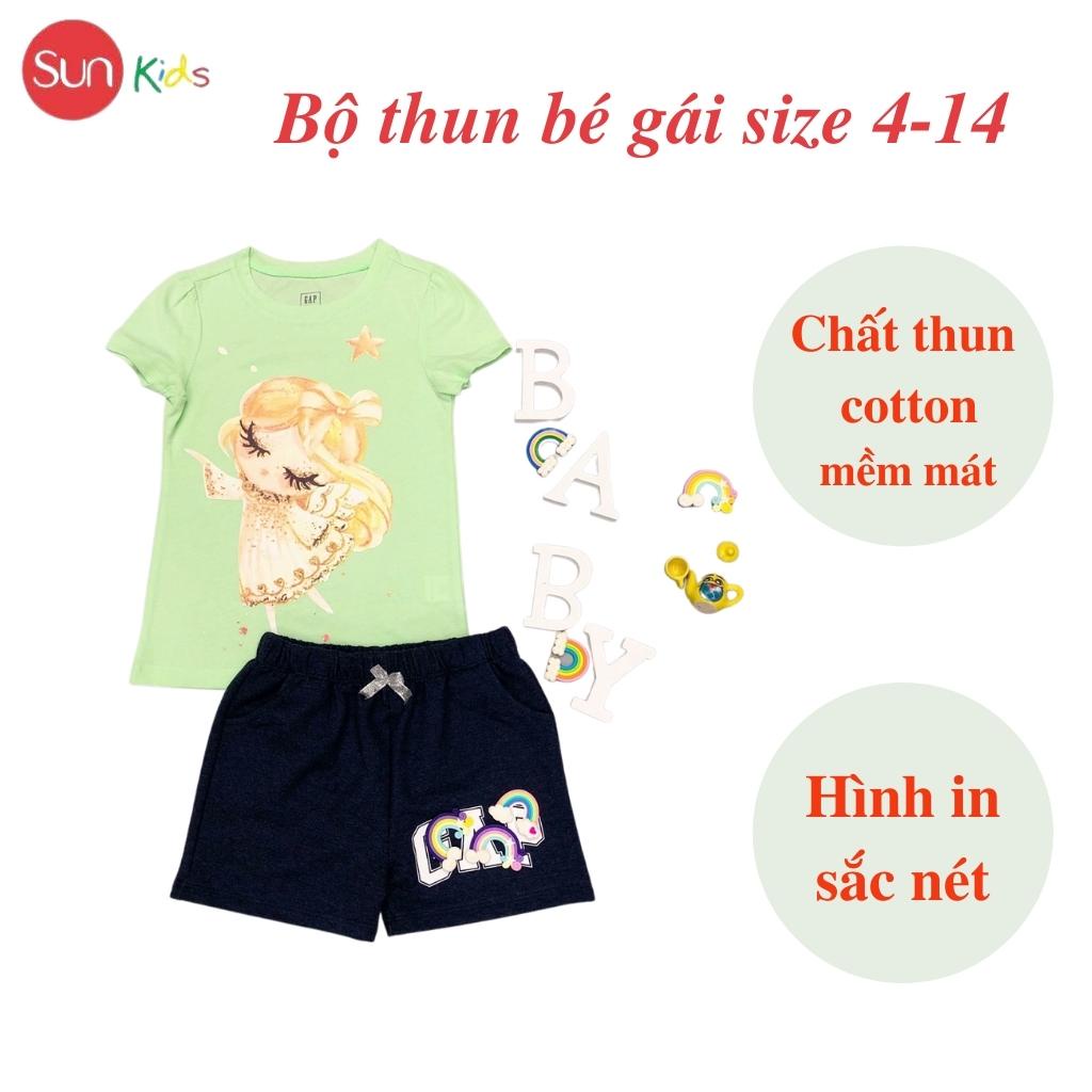 Đồ bộ thun bé gái, đồ bộ trẻ em chất cotton, có nhiều màu, size 4-14 tuổi - SUNKIDS