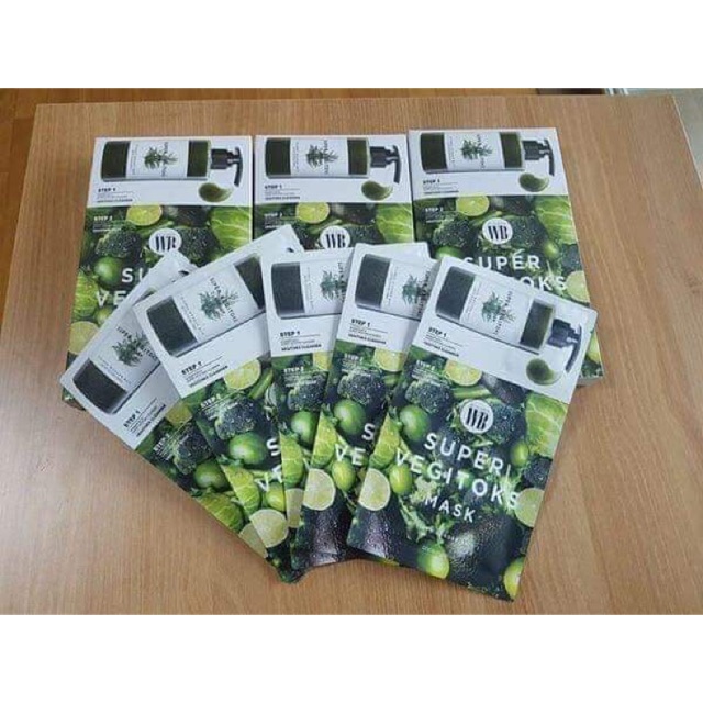 (Hàng xách tay)MẶT NẠ THẢI ĐỘC RAU CỦ QUẢ SUPER VEGITOKS MASK 6 miếng