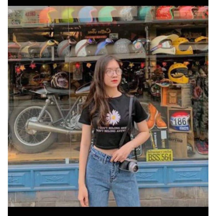 áo crt tay ngắn in hoa cúc body