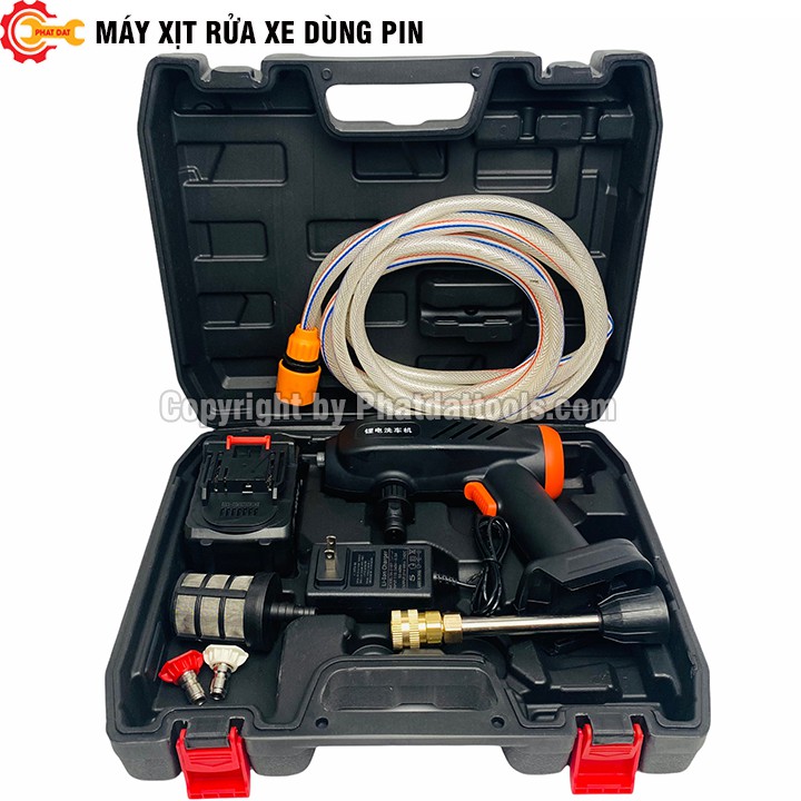 Máy Rửa Xe Dùng Pin-Hàng Cao Cấp Chính Hãng-Đầy Đủ Phụ Kiện-Bảo Hành 6 Tháng