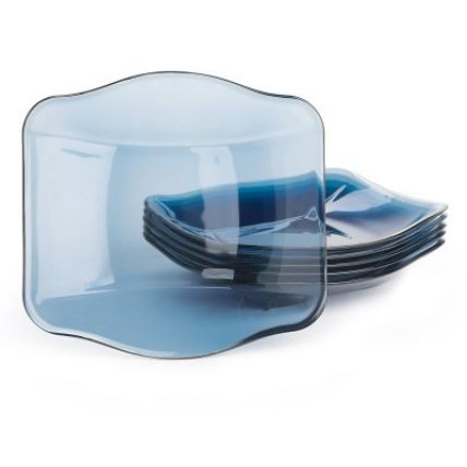Đĩa thủy tinh vuông Nettuno Blue