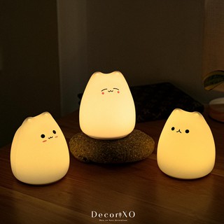 Đèn ngủ con mèo  cảm ứng silicon - Đổi màu theo ý muốn