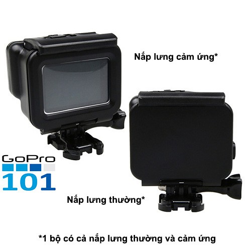 Case chống nước có mặt lưng cảm ứng cho GoPro hero 5, Gopro hero 6, Gopro hero 7 - GoPro101 - waterproof case for GoPro