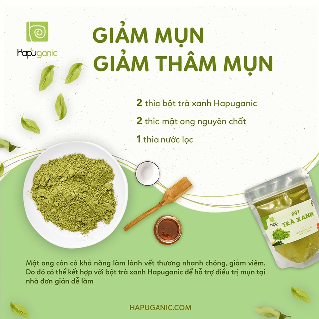 Bột Trà Xanh Việt Nam Nguyên Chất Hapu Organic dưỡng sáng da