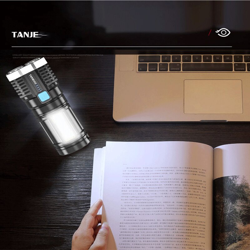 Đèn Pin Cầm Tay Siêu Sáng Chiếu Xa 200M Chống Thấm Nước 4 Chế Độ Sáng