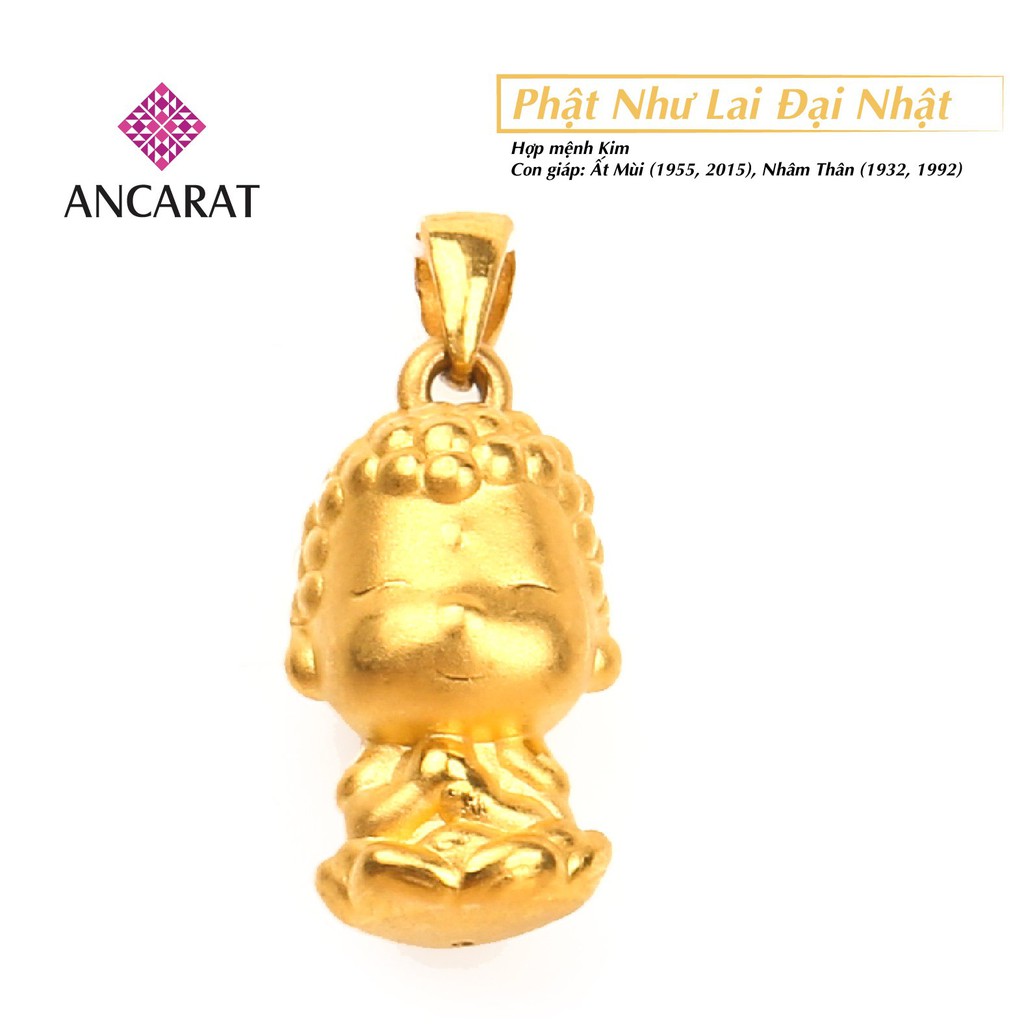 Mặt dây chuyền vàng Phật Như lai đại nhật hộ mệnh tuổi Mùi, tuổi Thân - Ancarat