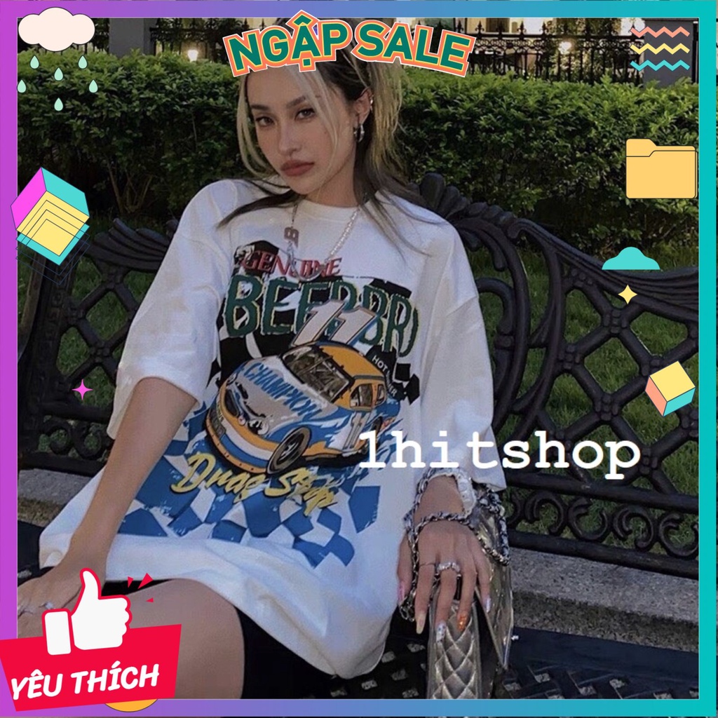 Áo phông nam nữ unisex form rộng Xe hơi lindashopx, áo thun tay lỡ chất mềm mịn siêu cool