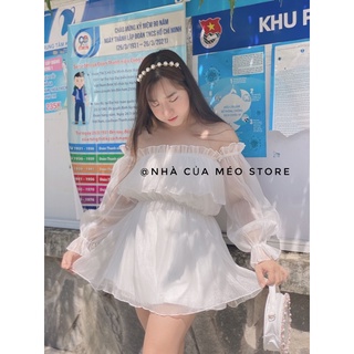 Đầm voan tơ trắng phong cách tiểu thư