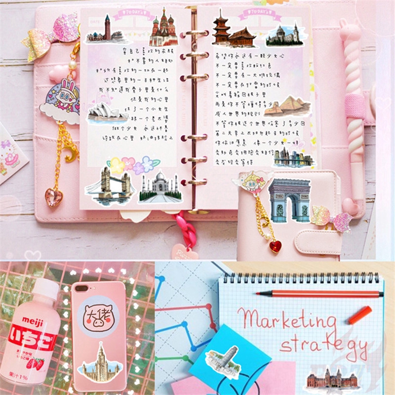 ❉ World Famous Tourist Attractions Giấy và decal dán tường ❉ 40Pcs/Set DIY Decals Stickers for Diary Laptop Scrapbooks