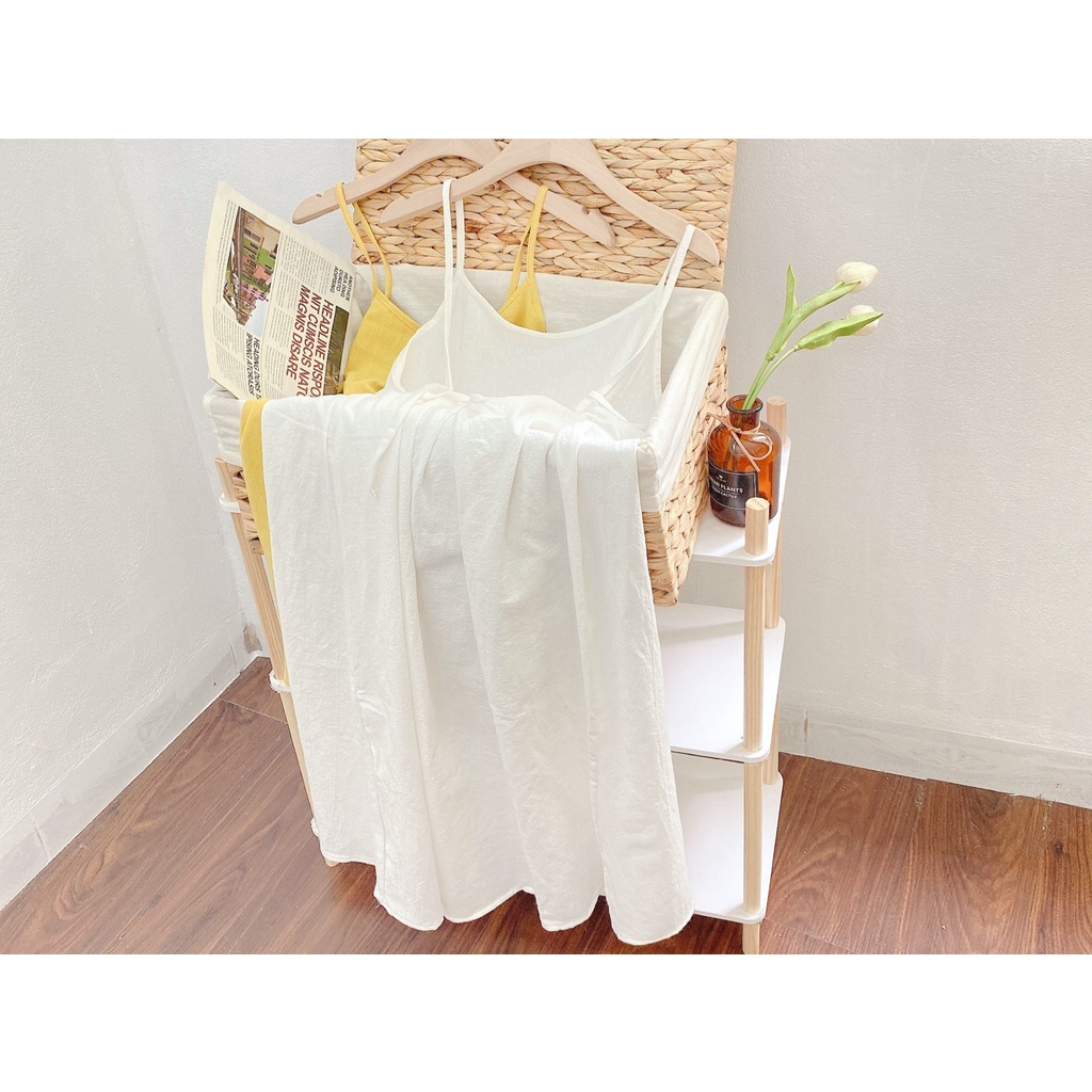 Váy Đầm Hai Dây Hở Lưng Dáng Dài Chất Vải Đũi Thô, Maxi Dáng Dài Đi Biển | BigBuy360 - bigbuy360.vn