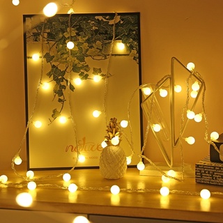 Dây đèn led cherry ball 6 mét 40 bóng dùng pin AA màu vàng ấm trang trí