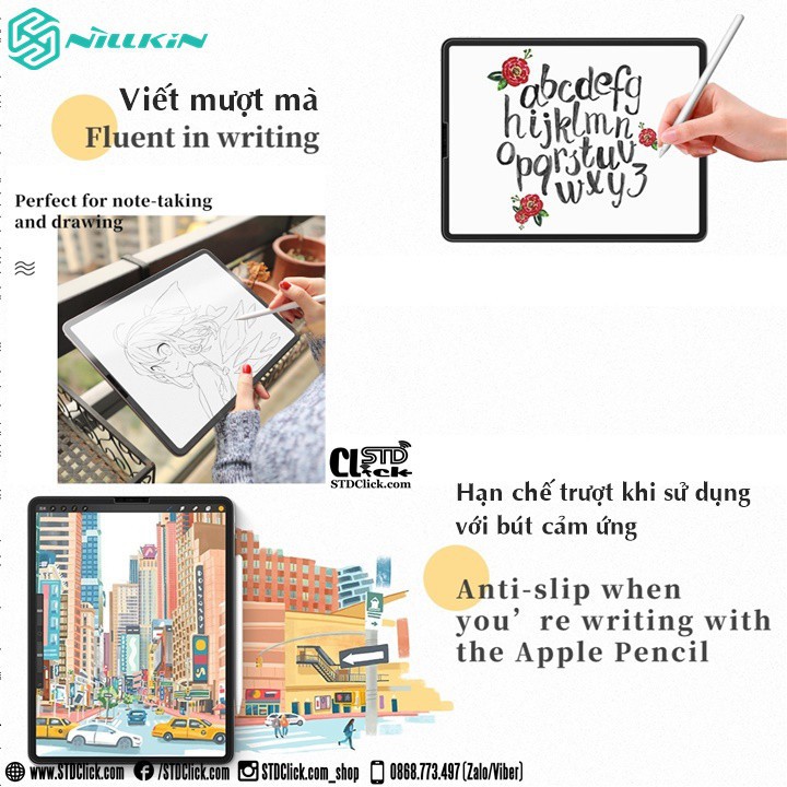 MIẾNG DÁN DẠNG GIẤY VẼ IPAD 12.9 2020 NILLKIN AG PAPER-LIKE CHÍNH HÃNG HÀNG CHUẨN