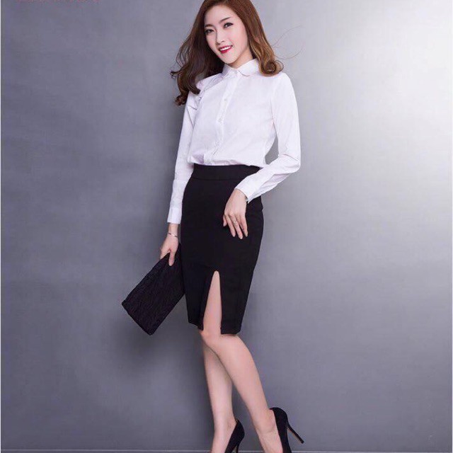 Chân váy bút chì công sở xẻ trước