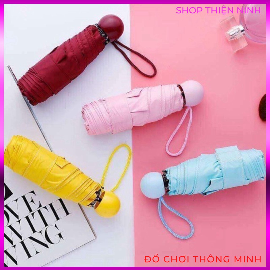 Ô Gấp Gọn Mini Dù Gấp Gọn Hình Viên Thuốc 2 Lớp Nhiều Màu Tiện Lợi Dù Che Mưa