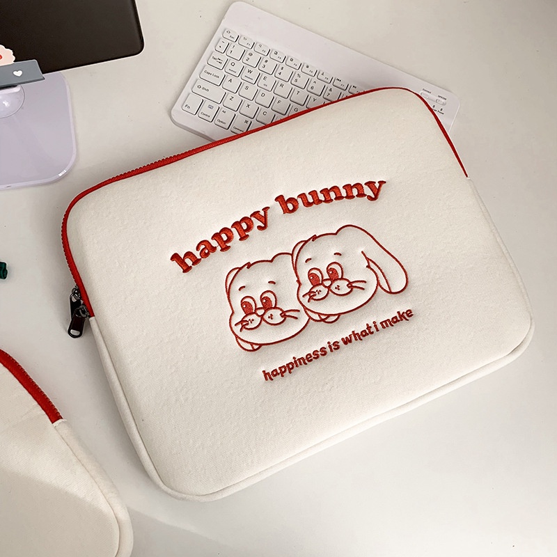 Túi đựng laptop thêu họa tiết hoạt hình phong cách Hàn Quốc xinh xắn kích thước 10 11 13 14 15 15.6 inch