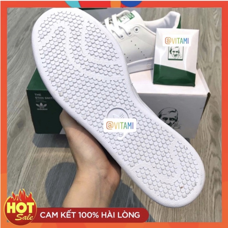 Giày Stan Smith Trắng gót xanh cổ thấp thể thao đủ phụ kiện Freeship