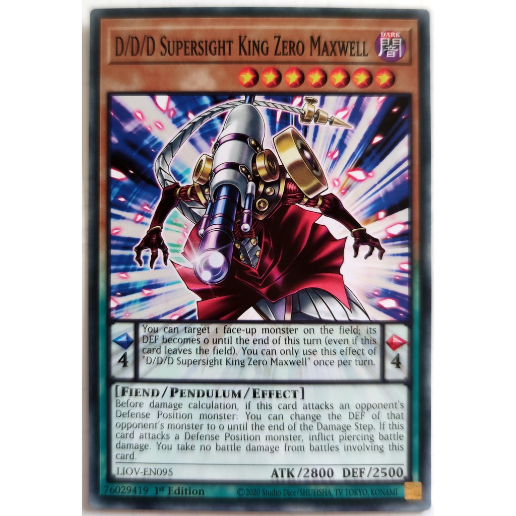 [Thẻ Yugioh] D/D/D Supersight King Zero Maxwell |EN| Common (ARC-V)