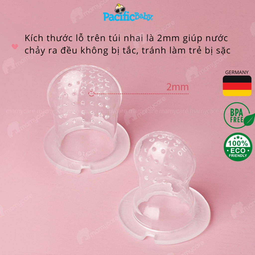 Túi nhai ăn dặm silicon Pacific Baby Germany, túi nhai hoa quả chống hóc an toàn tiện lợi cho bé - MAMYCARE
