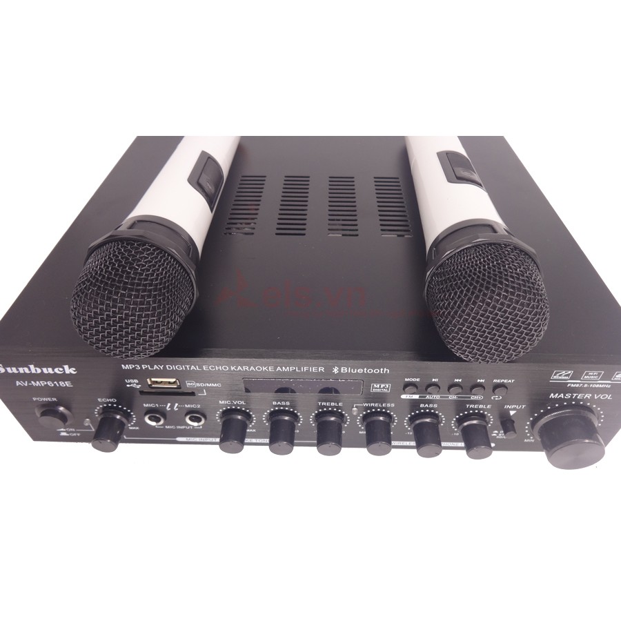 Ampli Karaoke Bluetooth Sunbuck MP618E Tặng Kèm 2 Mic Không Dây