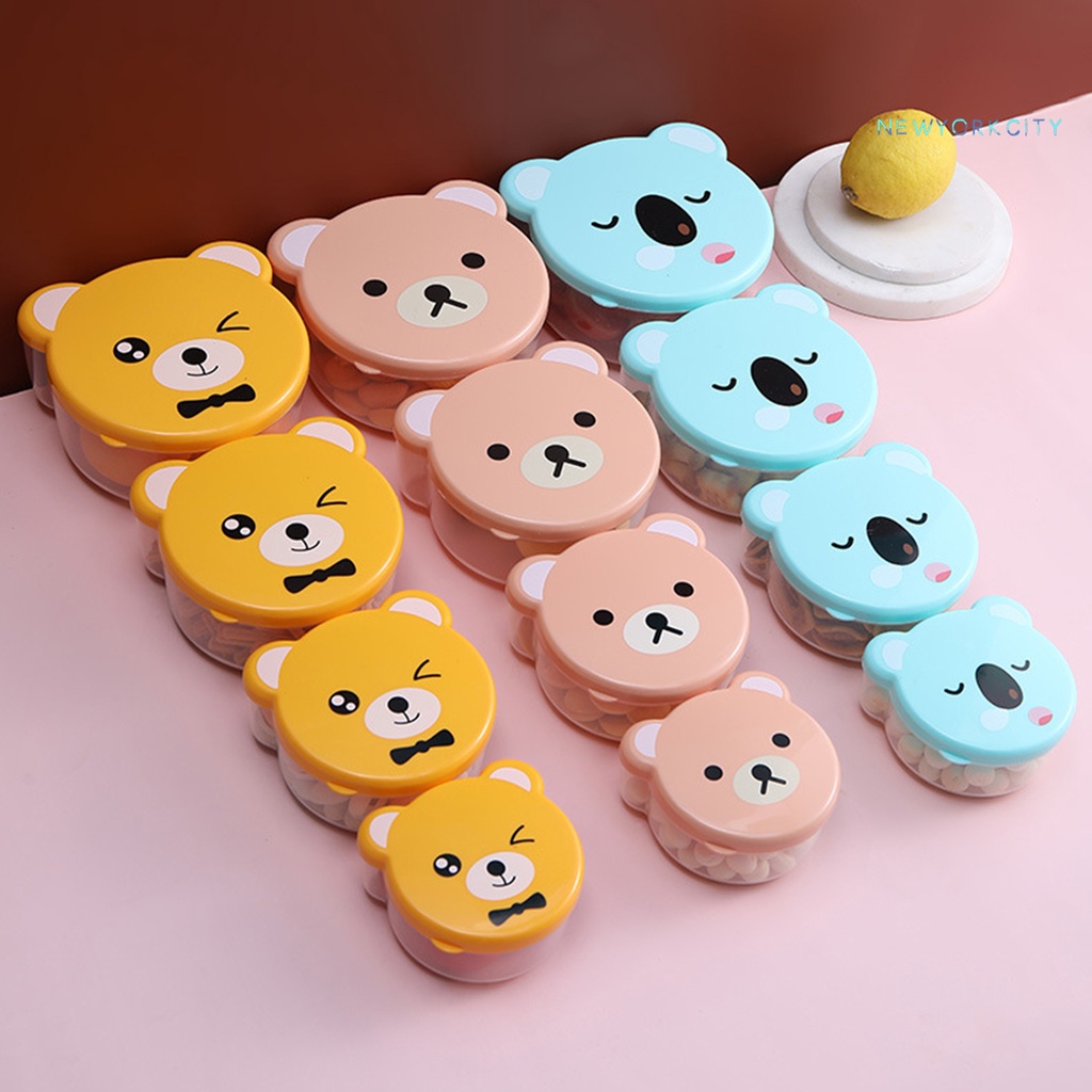 Set 4 Hộp Đựng Thức Ăn Bằng Nhựa PP Sức Chứa Lớn Chống Rò Rỉ Họa Tiết Hoạt Hình Dễ Thương