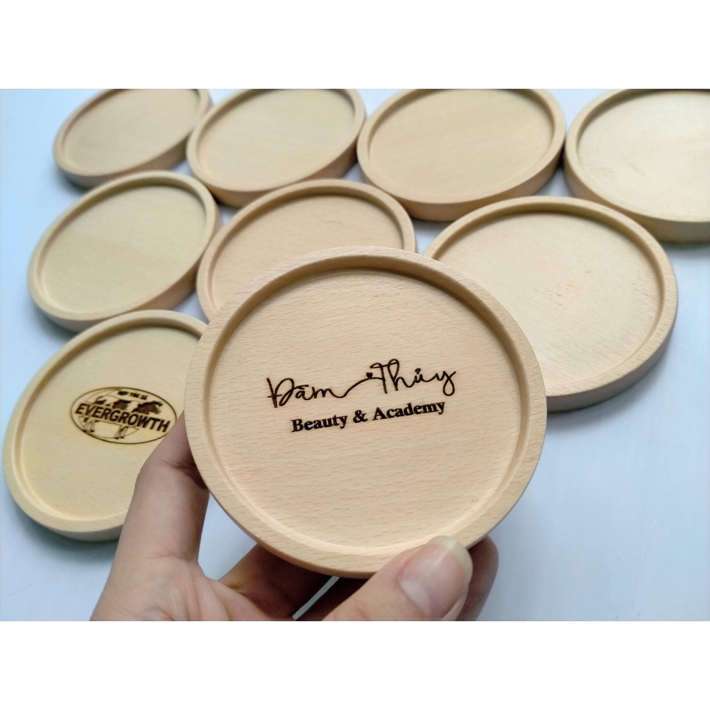 Đế lót ly gỗ Beach màu sáng, giá xưởng, khắc logo theo yêu cầu - LUMY Wood Decor