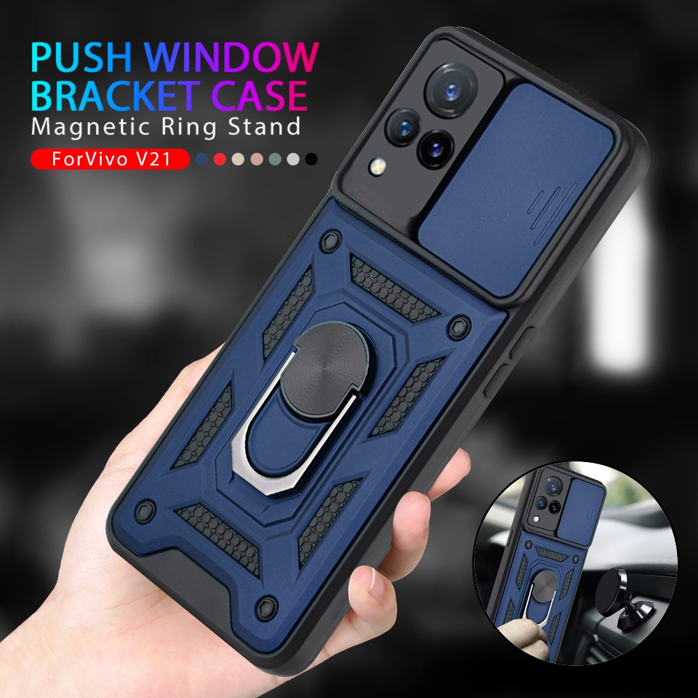 Ốp Điện Thoại Có Vòng Nhẫn Từ Tính Bảo Vệ Camera Cho Vivo V23 V21 Y15S Y15A Y21 Y76S S10e V23e Y21 Y21S Y33S Y20 Y20S Y12 Y15 Y17