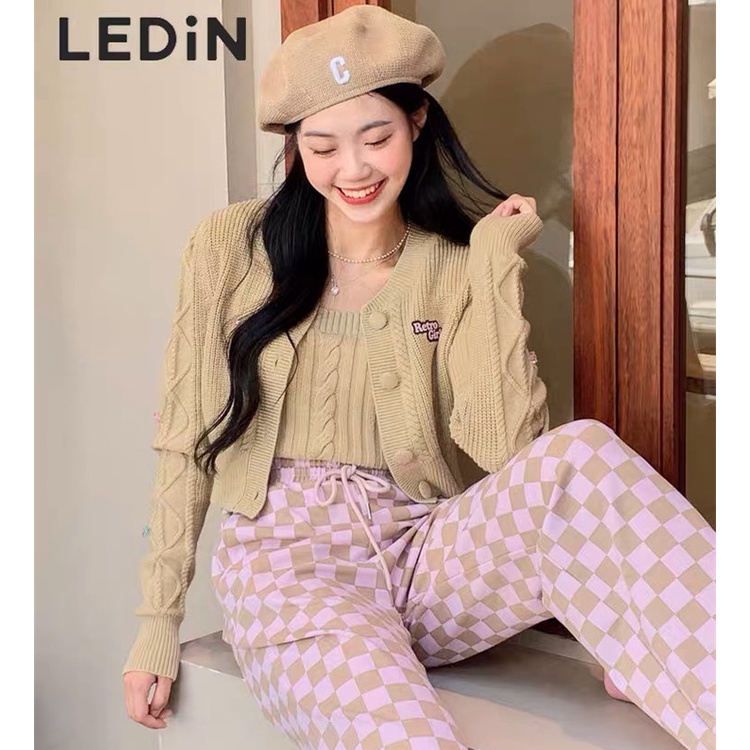 DUNEA Bộ Áo Khoác Cardigan Dệt Kim + Áo Hai Dây Xinh Xắn Theo Phong Cách Hàn Quốc Dành Cho Nữ