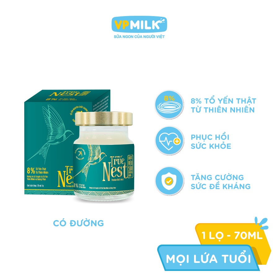 [Mã BMLTA35 giảm đến 35K đơn 99K] Tổ yến nguyên chất chưng gừng VPMilk True Nest (Gift set 6 lọ x 70ml)