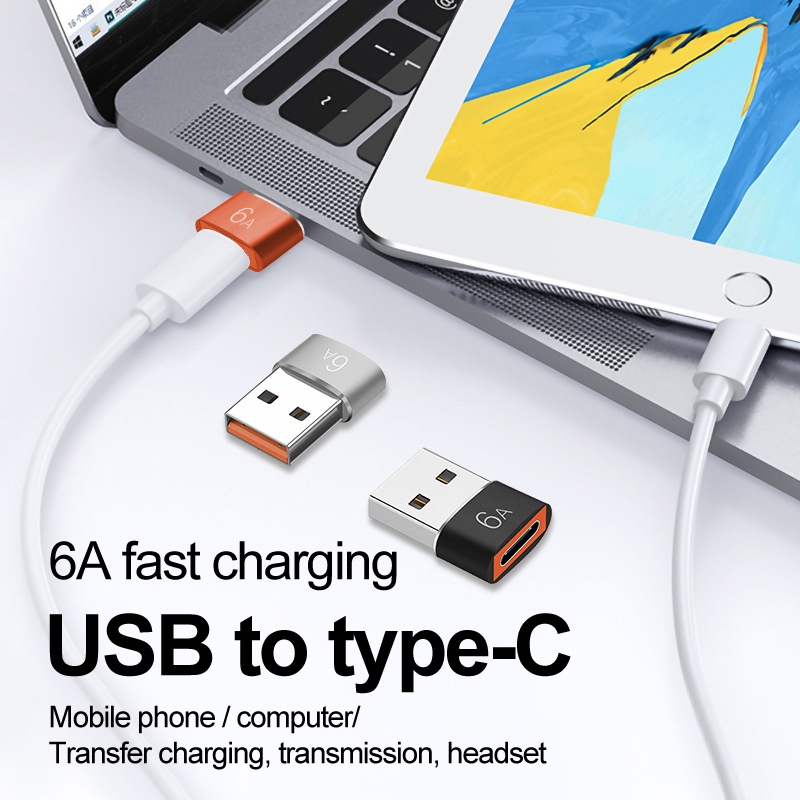 Đầu Nối USB OTG 6A Type C Sạc Nhanh Cho Điện Thoại