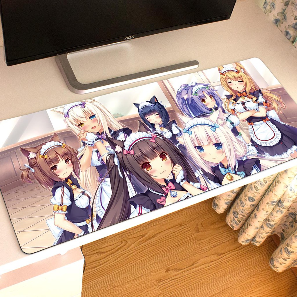 Nekopara Tấm Lót Chuột Chơi game Dày Dặn Cỡ Lớn In Hình Vani chocolate Thiên Đường Dễ Thương