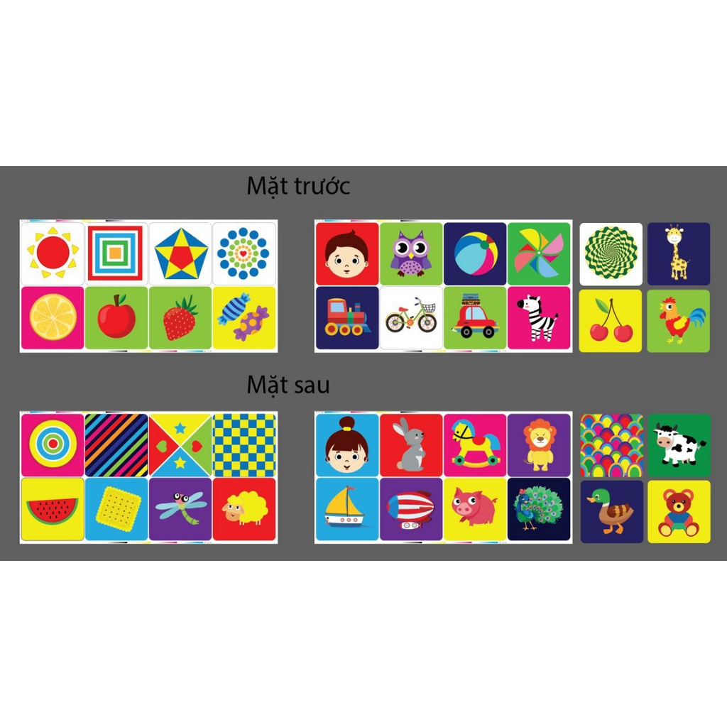 Bộ thẻ Flashcard thị giác đen trắng cho bé sơ sinh theo Montessori Glenn Doman giáo dục sớm