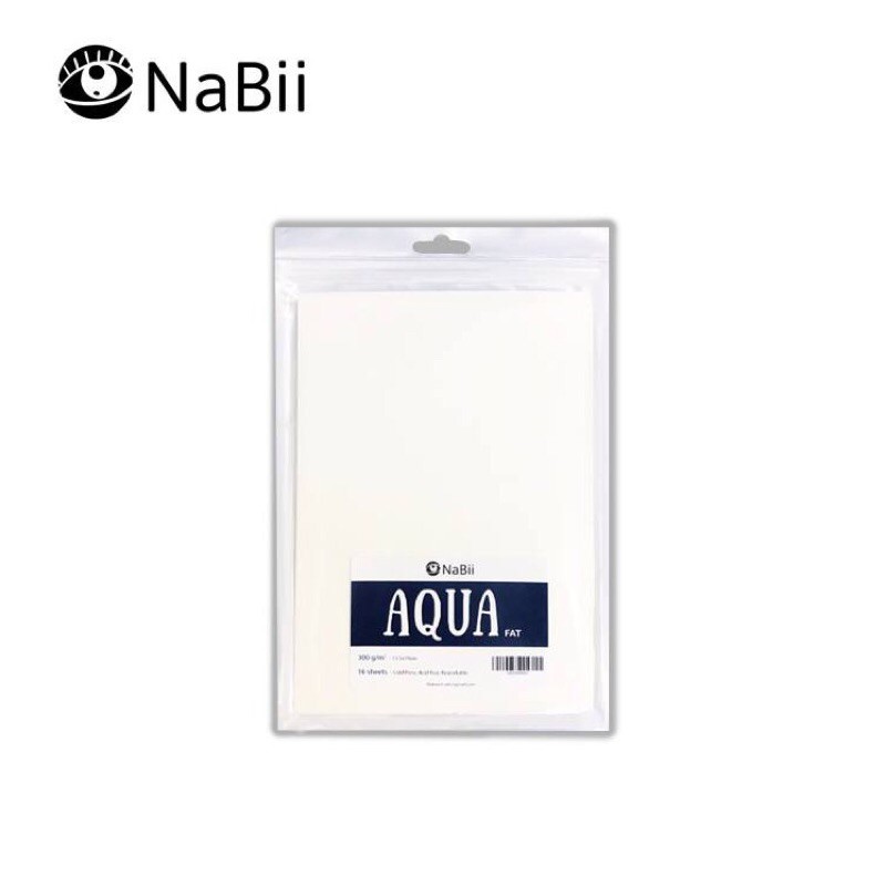 Giấy vẽ màu nước Nabii Aqua Fat túi zip 16 tờ - Giấy vẽ màu chì màu dạ 300gsm A4 A5 A6