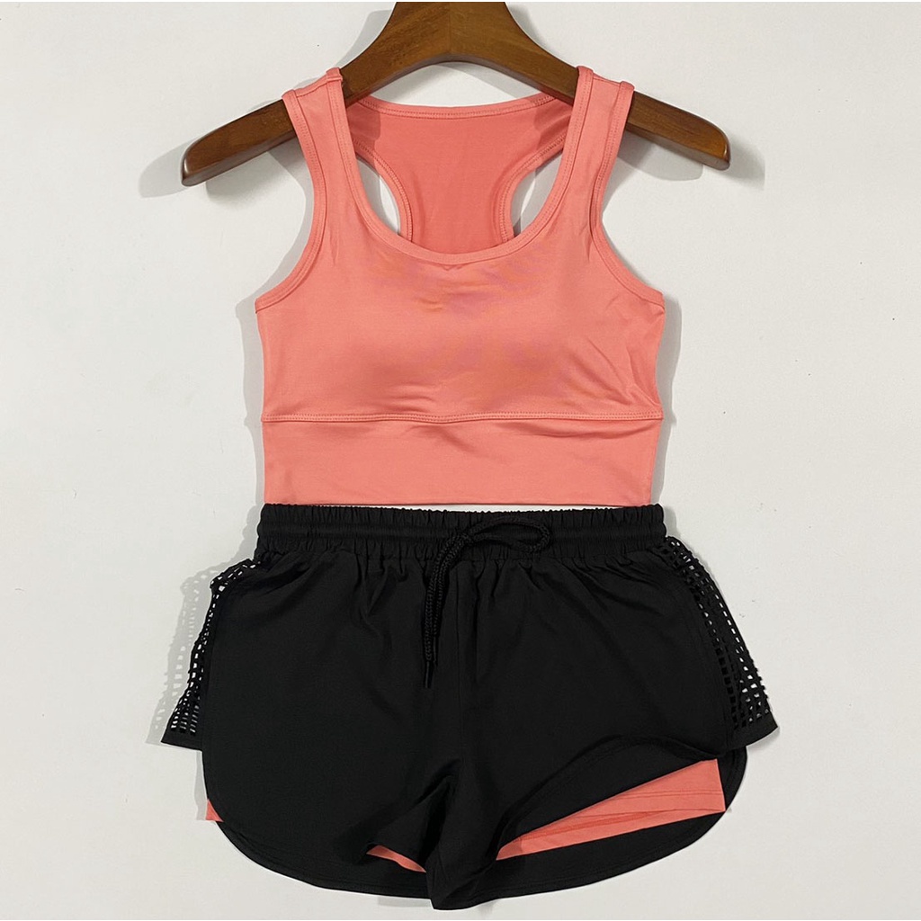 Bộ Tập Thể Thao, Gym, yoga Nữ- Áo Croptop, Bra - Quần Short Chất Dày Dặn, Co Giãn 4 Chiều Thoải Mái Vận Động