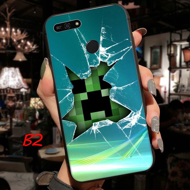 Ốp điện thoại silicon mềm họa tiết thế giới game Minecraft cho Huawei Y6 2018 Y7 2019 Y6 Prime Y7 Prime 2019