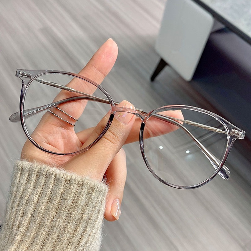 Mắt Kính Gọng Tròn Siêu Nhẹ Chống Ánh Sáng Xanh Thời Trang Retro