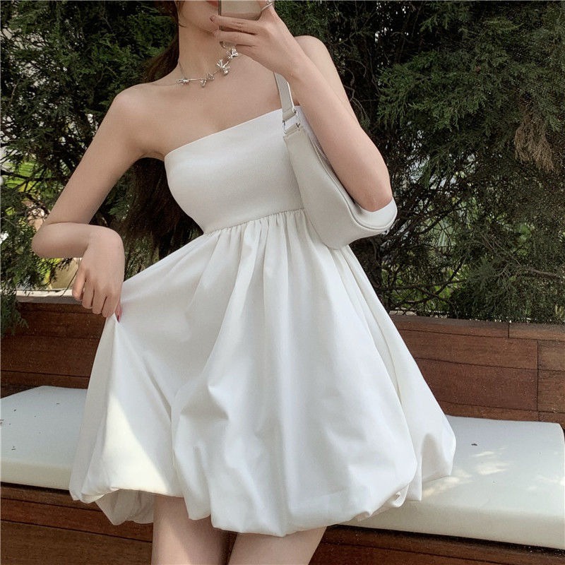 Đầm Hở Vai Màu Trơn Cỡ Lớn Hở Lưng Thời Trang Hàn Quốc Gợi Cảm Cho Nữ