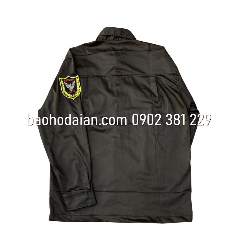 Áo bảo vệ, vệ sĩ màu đen tay dài kèm logo tay ngực