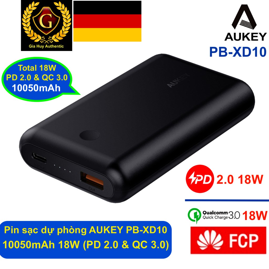 Pin sạc dự phòng iPhone, iPad, Nintendo, S10, S9, Note 8, Note 9, AUKEY PB-XD10 100500mAh PD 2.0 18W &amp; QC 3.0 18W