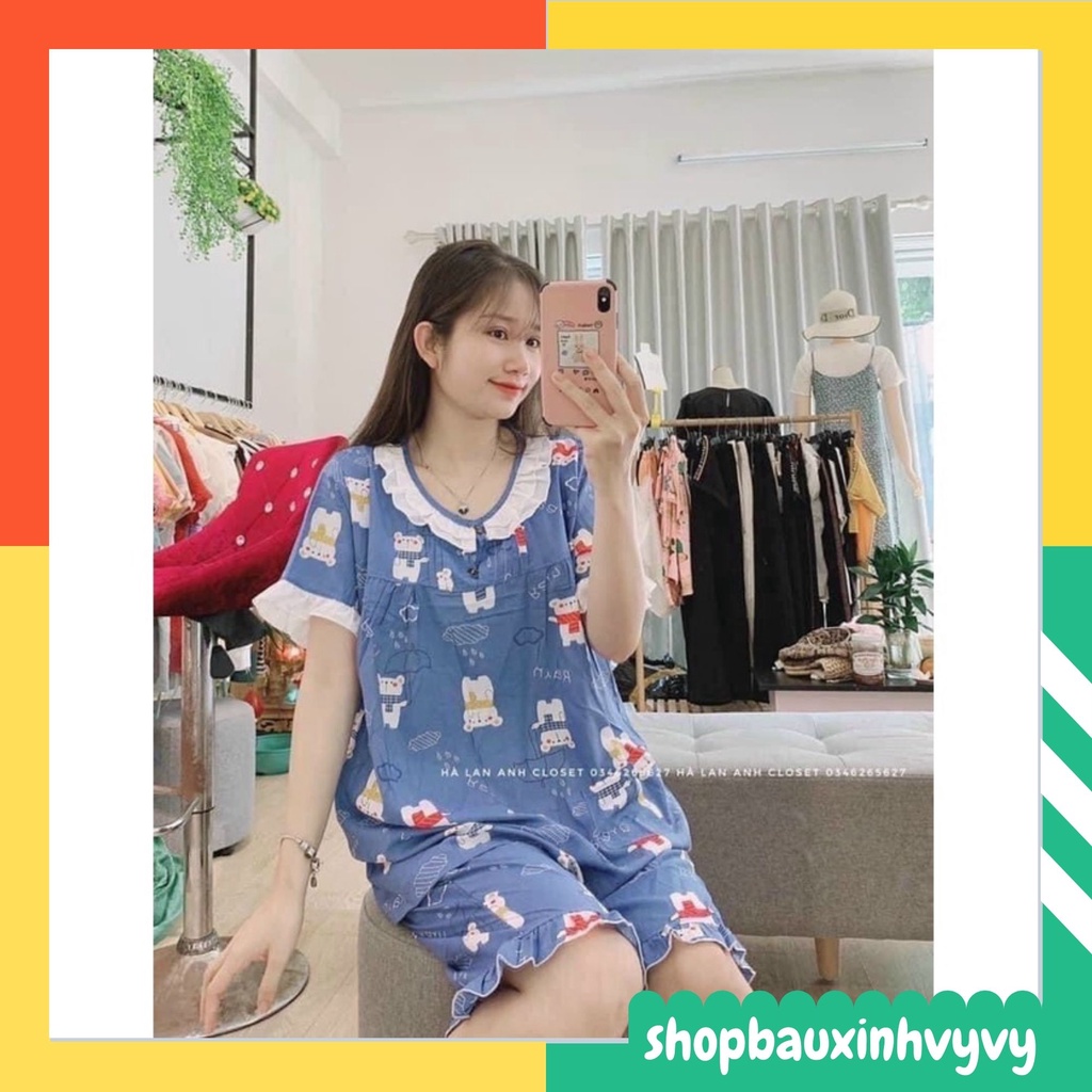 Bộ Lanh Bầu đùi Cổ Viền Trắng, Chất thoáng mát, tiện lợi mặc nhà ngày hè nóng bức cho mẹ