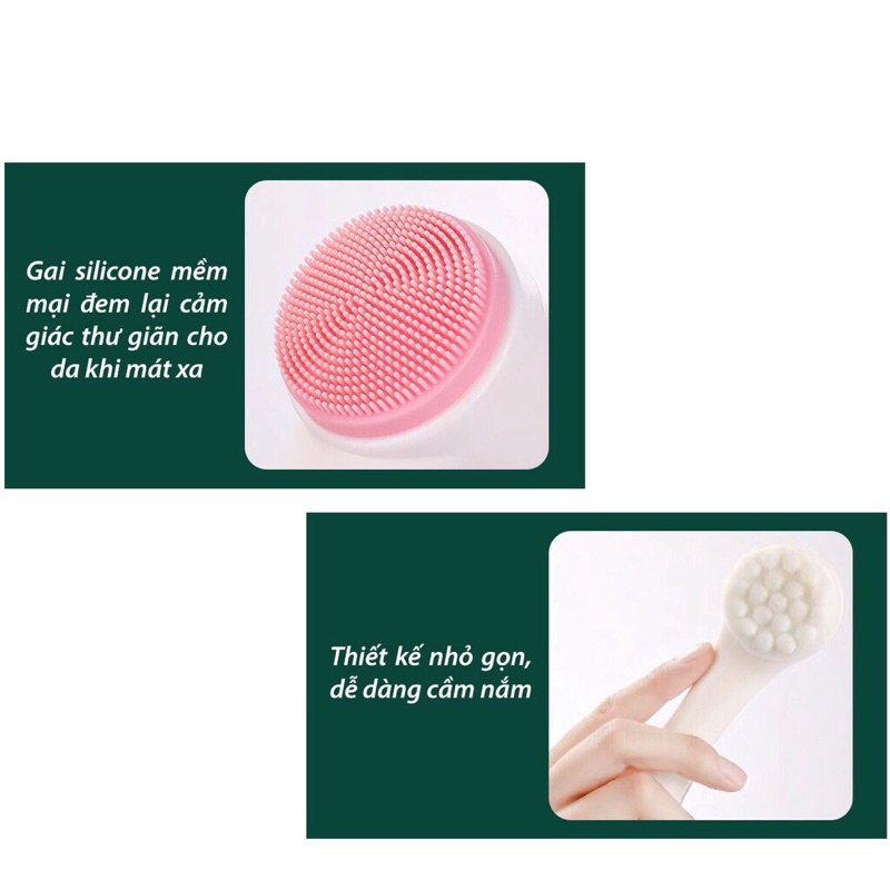 Cọ Rửa Mặt Masage Tẩy Da Chết 2 Đầu Cầm Tay Làm Sạch Sâu Tiện Dụng