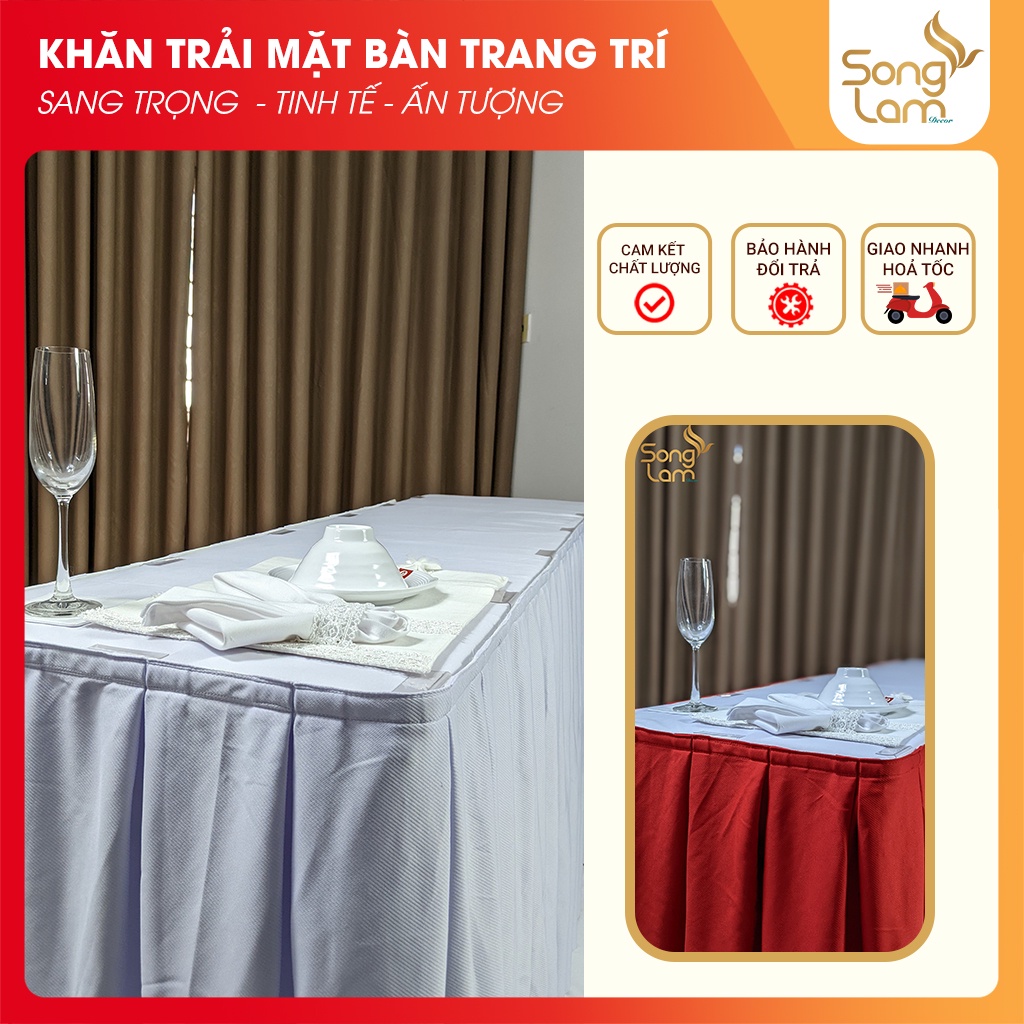 Khăn trải bàn ăn bằng vải, khăn bàn tiệc hình chữ nhật sang trọng kèm ảnh thật
