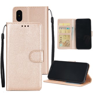 Bao da điện thoại kiêm ví gập đựng thẻ màu trơn dành cho iPhone XS Max