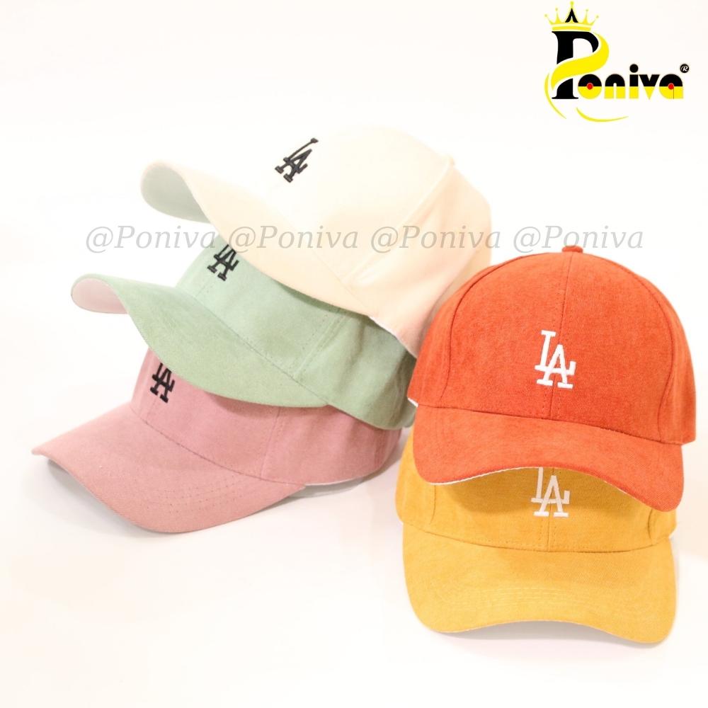 Mũ lưỡi trai ❤️ Nón kết thêu chữ L..A... chất nhung mịn form unisex LaMin5 phong cách Ulzzang Thời trang PONIVA siêu hot
