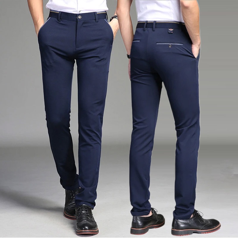 Quần Tây Công Sở Âu Nam Hàn Quốc Co Giãn Mỏng Quần Âu Cạp Cao Nam Cao CấP Big Size Slimfit Big Size